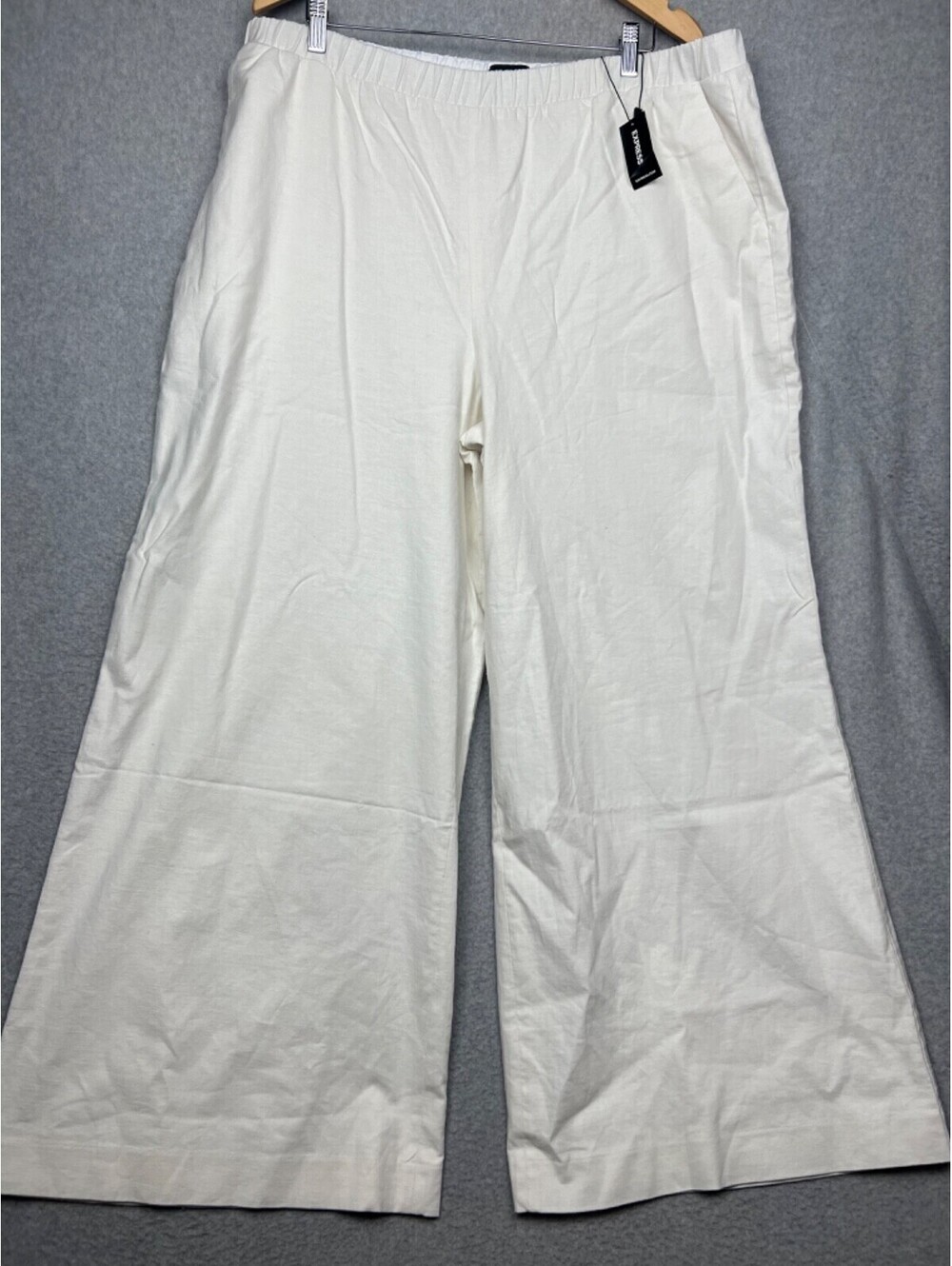 Express High rise Linen Wide Leg Pants Womens XL Beach Minimalist Neutral *